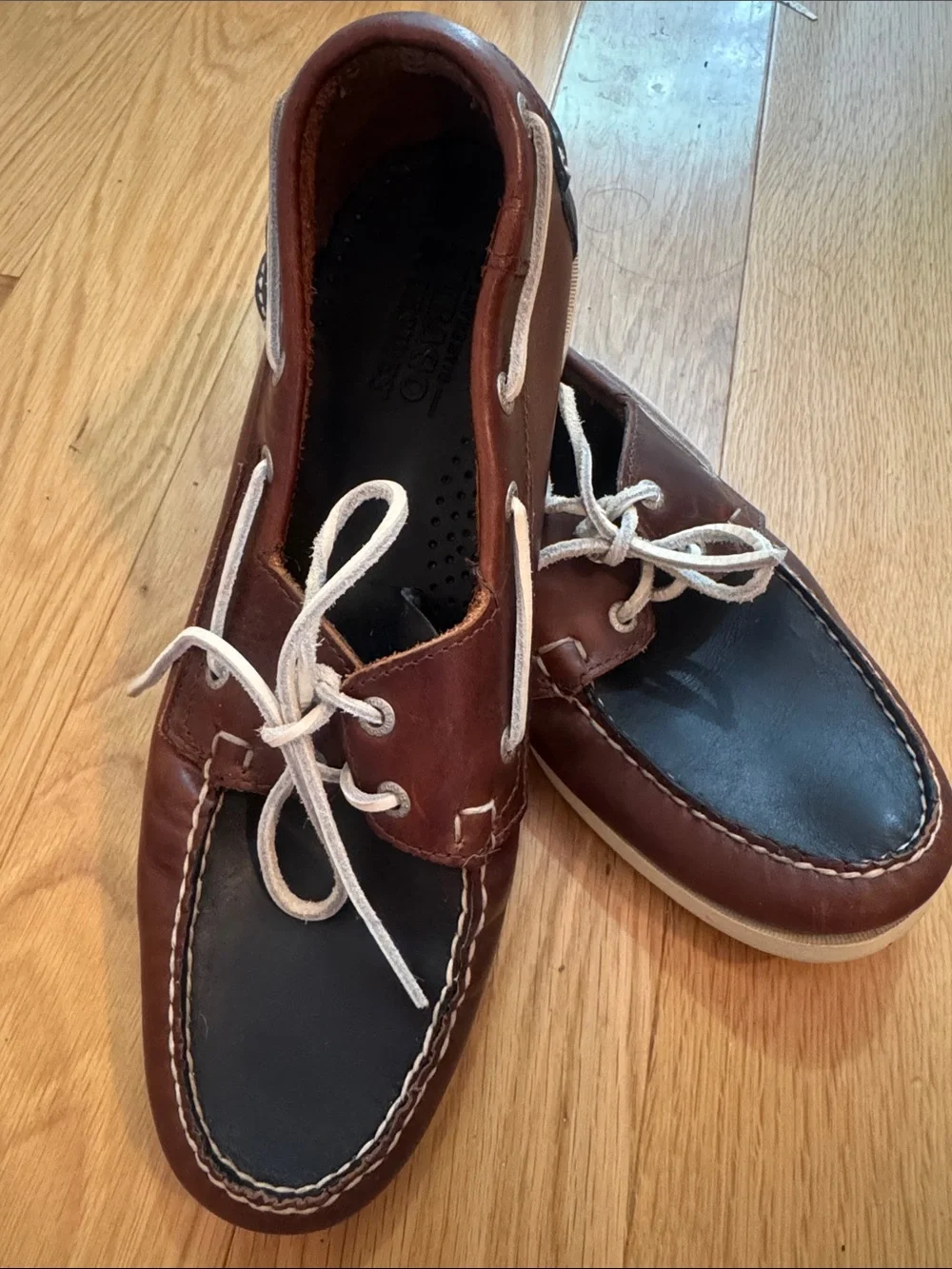 Sebago Docksides Men’s Leather Boat Shoes Size 11 Blue and Brown